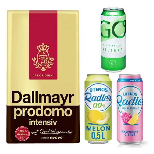 Кофе молотый и 3 банки пива безалкогольного